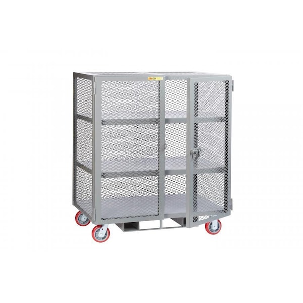 Forkliftable Mobile Storage Locker, Center Shelf, 2000 lbs, 24" x 48"